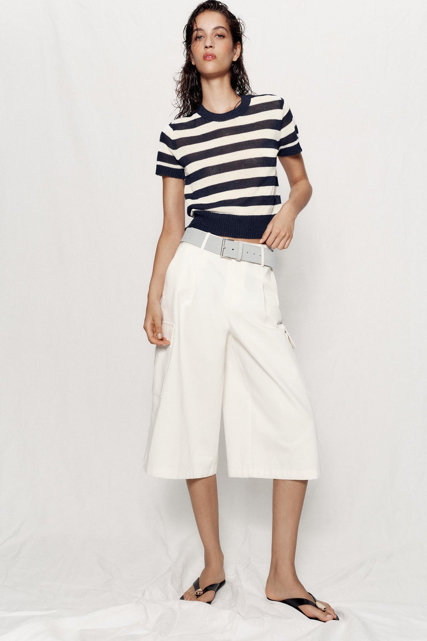 Bivorry™ - Striped Knit Top — Short Sleeves