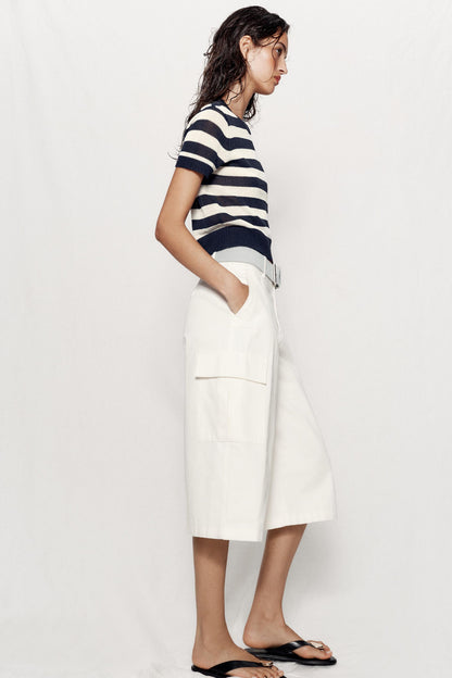 Bivorry™ - Striped Knit Top — Short Sleeves