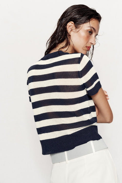 Bivorry™ - Striped Knit Top — Short Sleeves